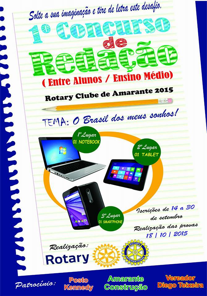 Concurso de redação: prêmios do Rotary