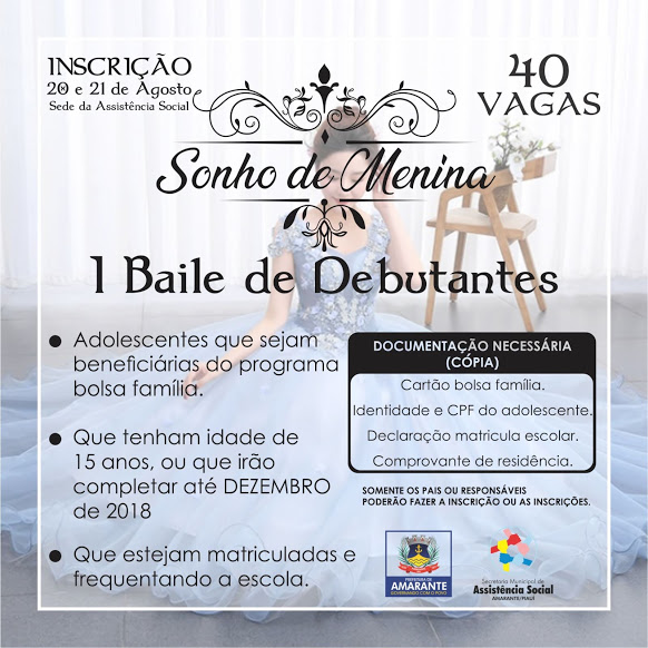Prefeitura de Amarante vai inscrever 40 jovens para Baile de Debutantes