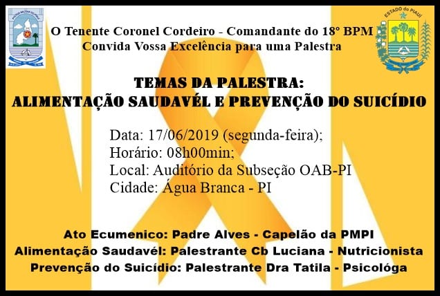 Subseção da OAB em Água Branca vai sediar palestra sobre alimentação saudável e prevenção ao suicídio 4 palestra em água branca