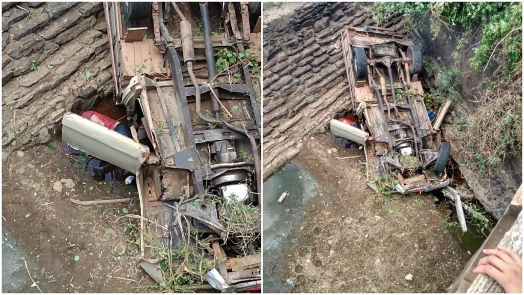 Caminhonete colide em alça de ponte em Elesbão Veloso; dois ficam feridos
