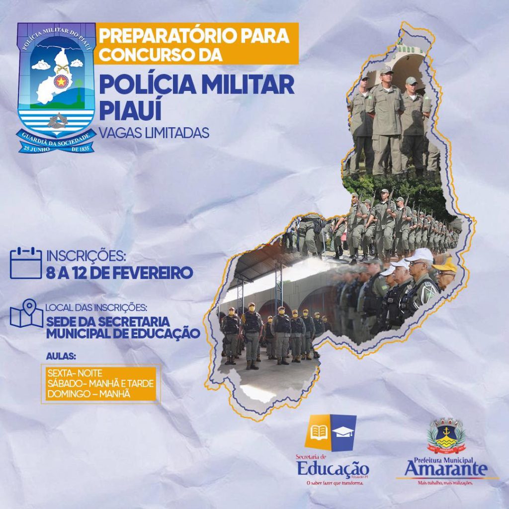 Prefeitura de Amarante vai realizar curso preparatório para o concurso da Polícia Militar