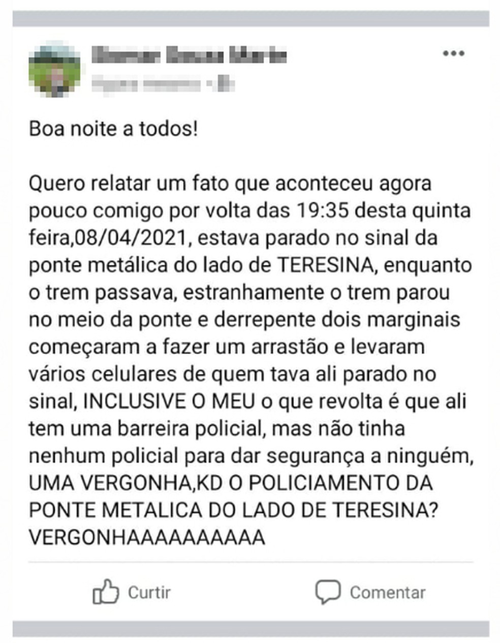 Motoristas cobram policiamento após serem vítimas de arrastão na ponte metálica, em THE