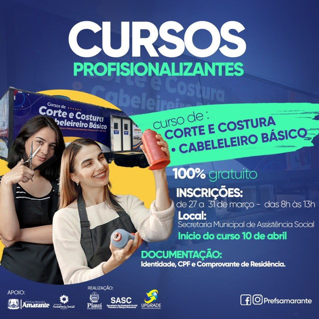 Prefeitura de Amarante realiza aula inaugural de cursos profissionalizantes dia 10 de abril