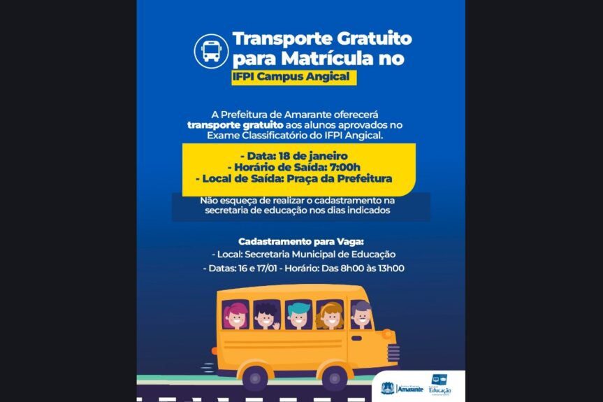 transporte gratuito para matricula no ifpi
