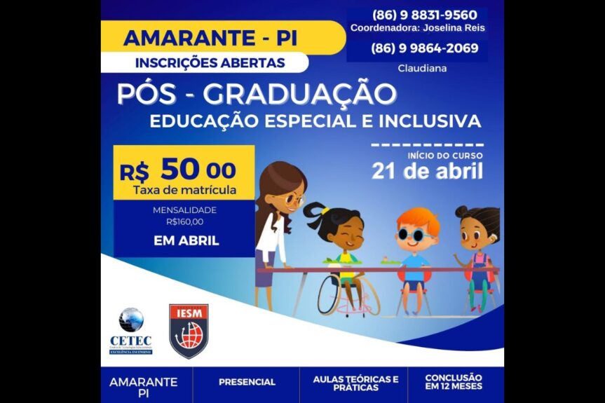 Cetec abre inscrições para Pós-Graduação em Educação Especial e Inclusiva