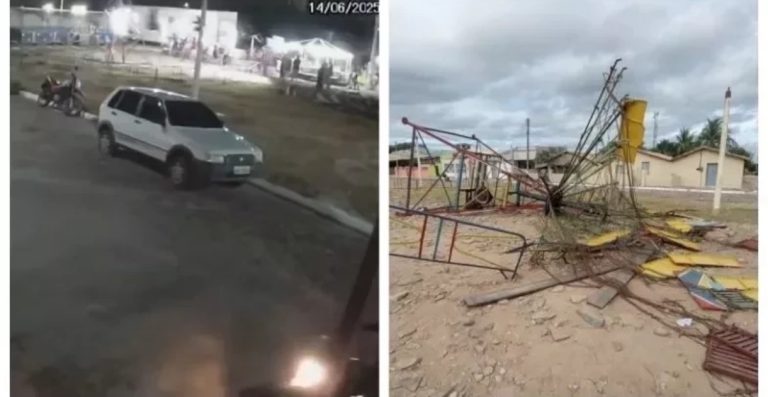 Acidente no festejo de São João da Fronteira: brinquedo ‘espalha-brasa’ desaba e deixa crianças feridas