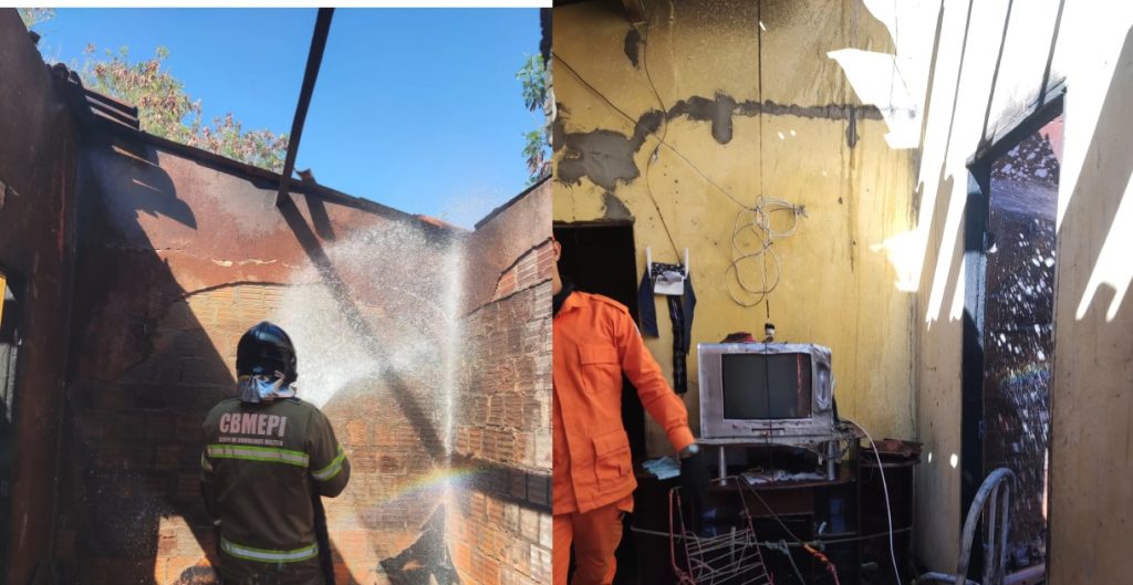 Casas destruídas por incêndio - bairro Canela em Oeiras
