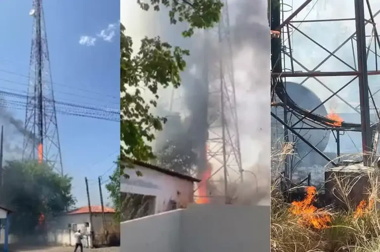 Homem flagrado em vídeo é investigado por incêndio que atingiu torre de transmissão em Guadalupe, no Piauí