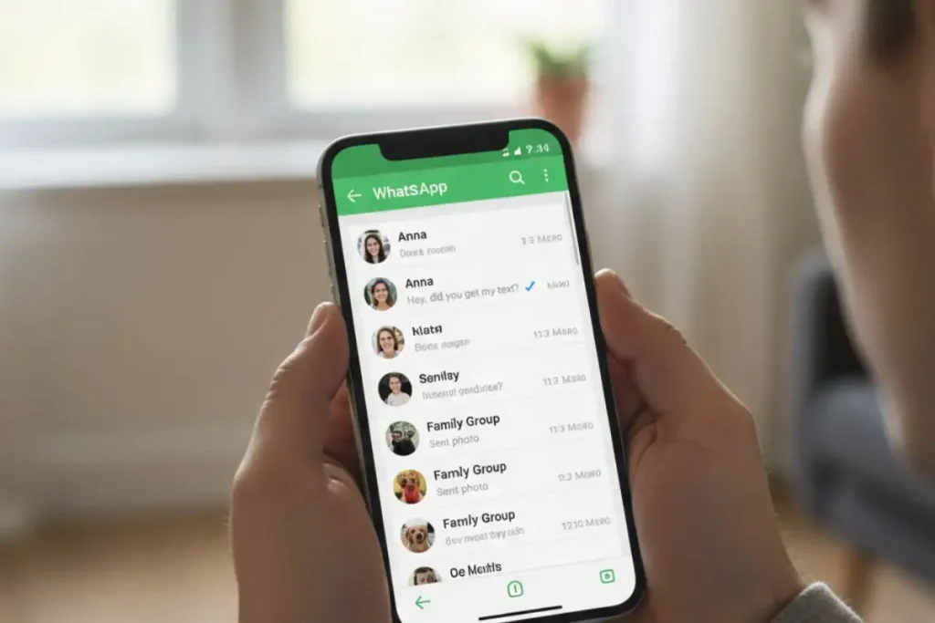 Pessoa usando o aplicativo WhatsApp em um celular