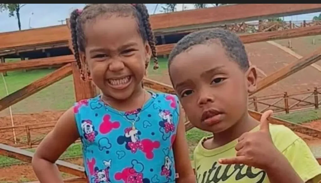 Foto de Ágatha Isabele, 6 anos, e Alan Michel, 4 anos, crianças desaparecidas em Bacabal, Maranhão.
