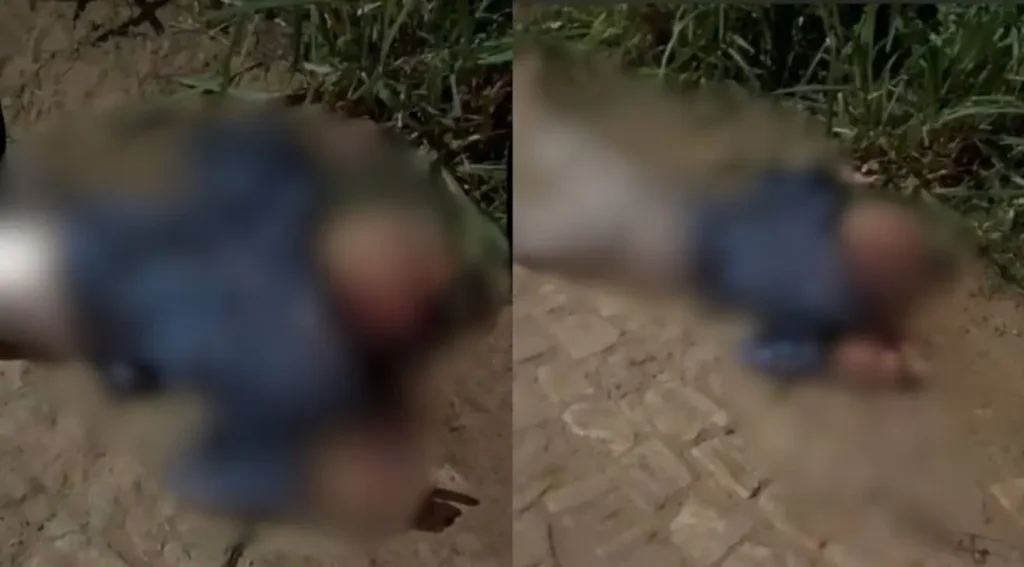 Cena de crime com fita de isolamento e viatura policial em Água Branca, Piauí