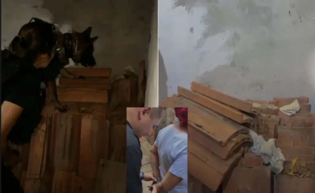 telhas onde entorpecentes estavam escondidos durante operação de combate ao tráfico na zona Sul de Teresina.