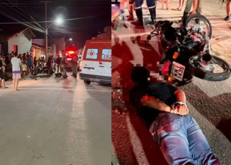 Jovem colide moto com mulher após desobedecer ordem da PM em Pedro II