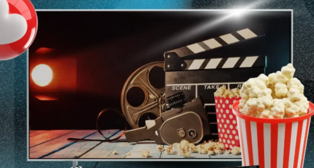 no card, pipoca, projetor, e um scene para take