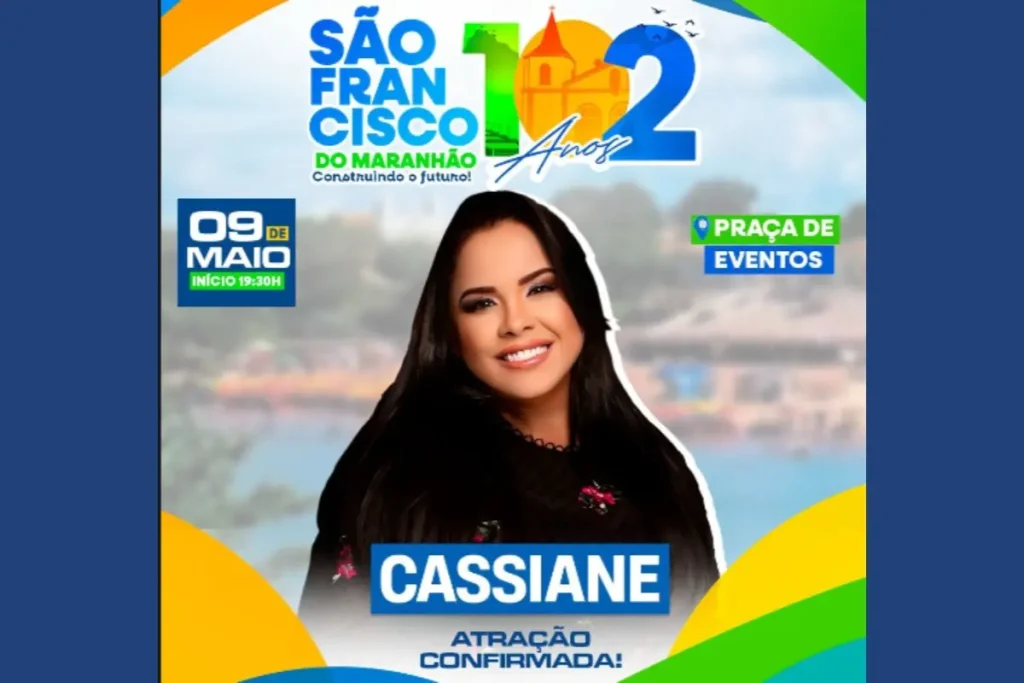 Cantora gospel Cassiane fará show ao vivo durante o Dia do Evangélico em São Francisco do Maranhão