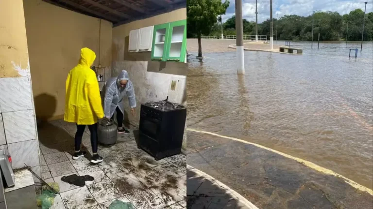 Enchente em Piracuruca: barragem sobe, alaga casa e interdita ponte