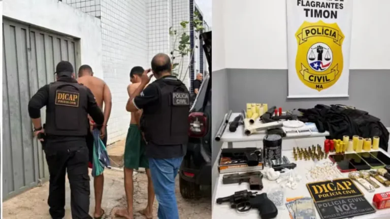 Operação em Timon prende dois por tráfico e apreende arsenal e drogas