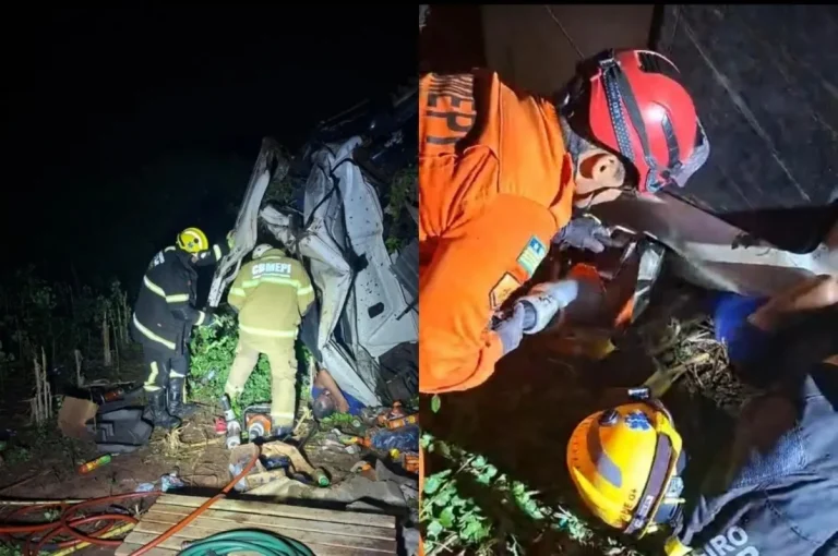 Motorista morre preso sob carreta após caminhão cair em ribanceira na PI-236