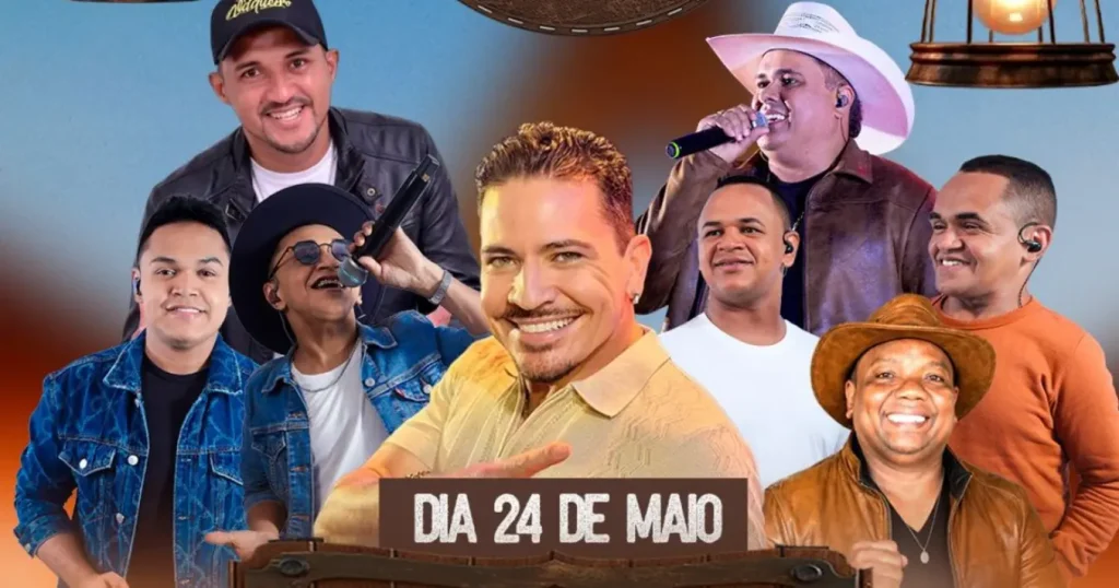 Cantores posam sorrindo para divulgação de evento