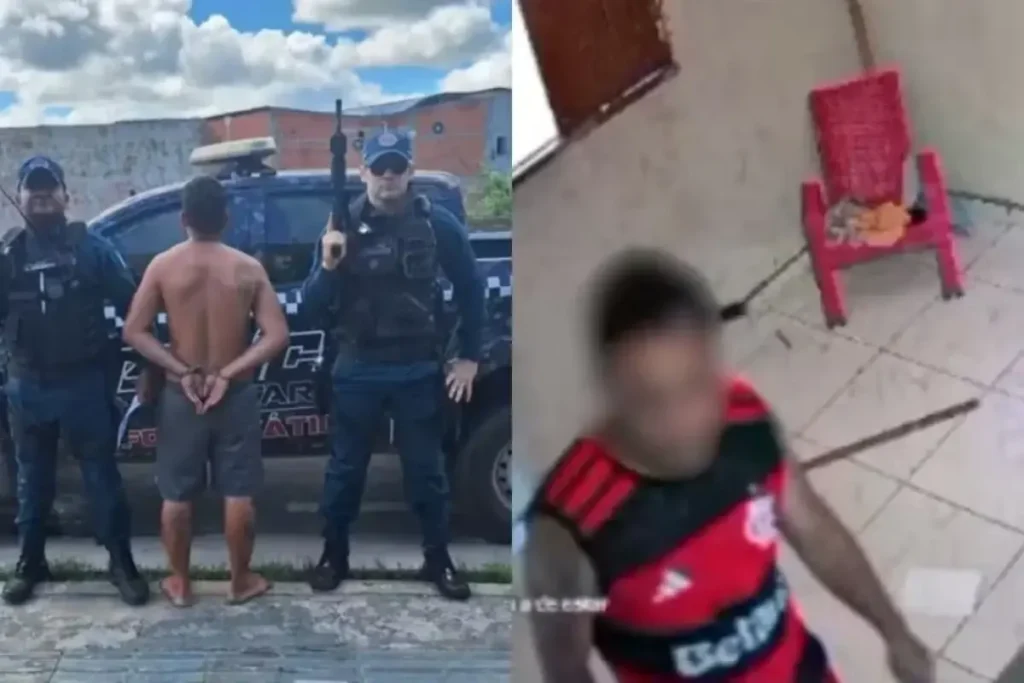 Homem foge de delegacia: Policiais militares prendem homem algemado e imagem de segurança