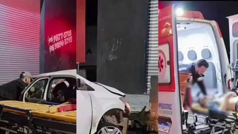Motorista bate carro em calçada e fica ferido em Imperatriz após percorrer 2 Km sem um dos pneus