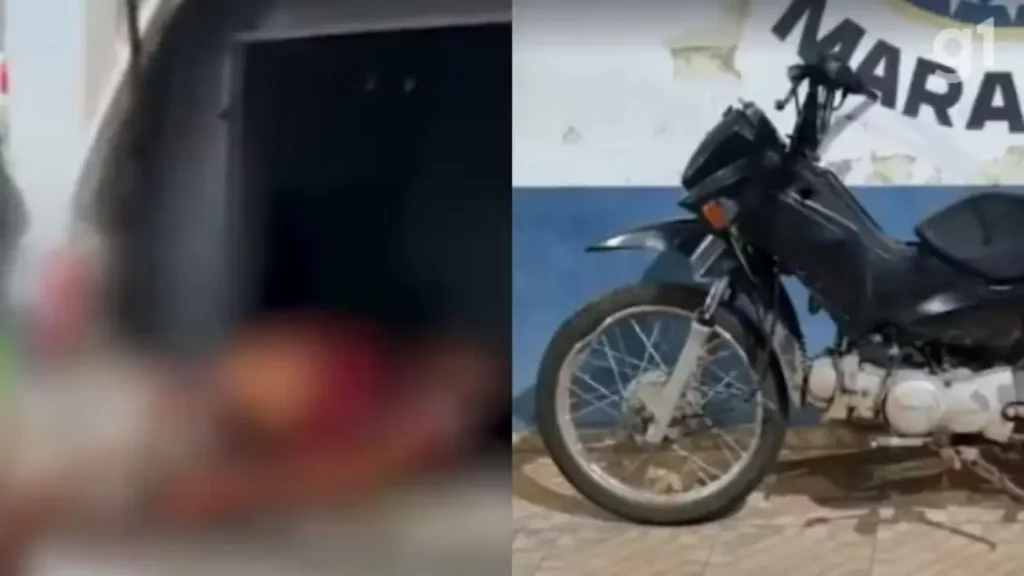 Dupla morre em confronto com pm na br-222: Motocicleta preta e cena de incidente borrada