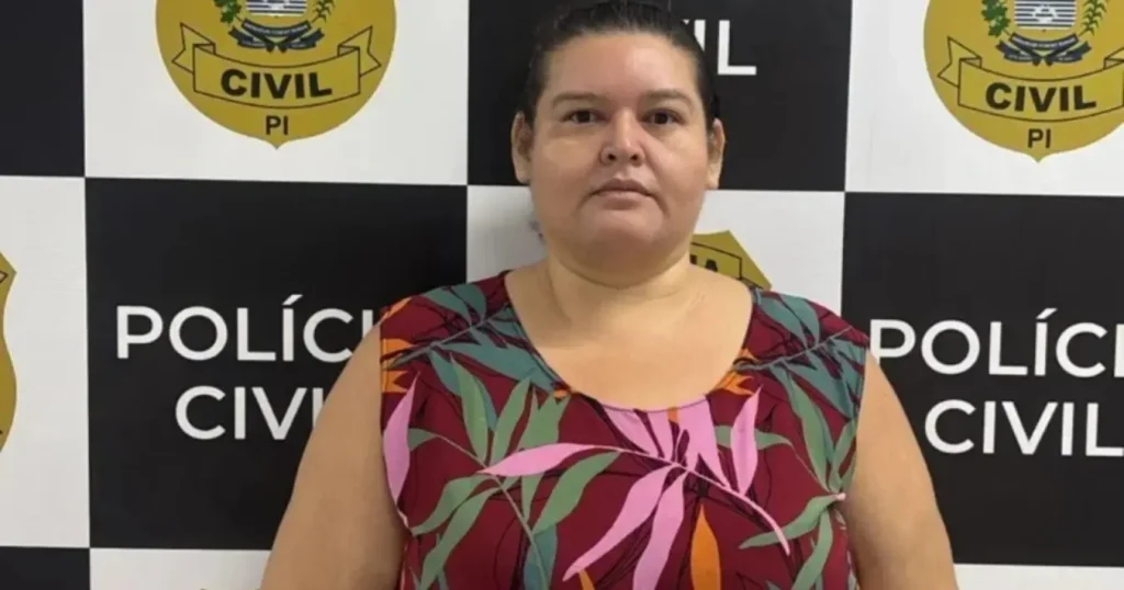Falsa advogada morre na prisão em teresina: Mulher presa em frente ao painel da Polícia Civil