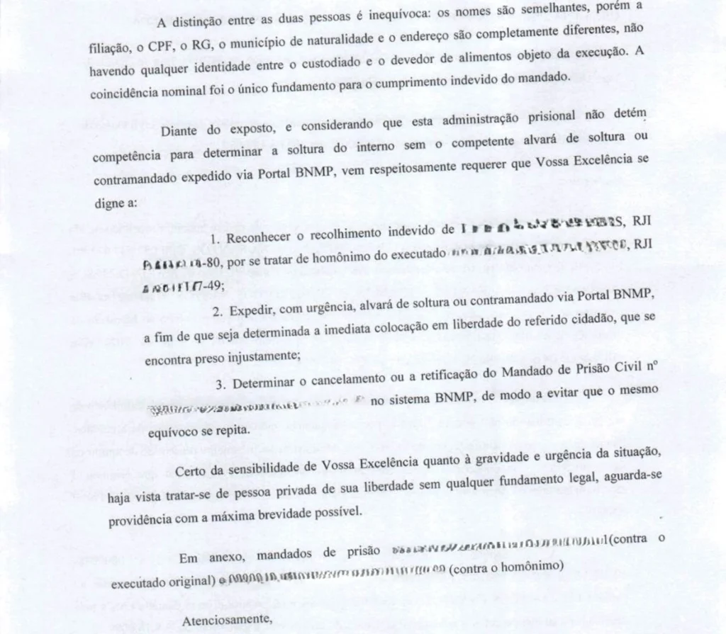 homem de união preso por engano