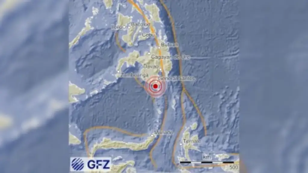 Terremoto magnitude 7: Mapa mostrando epicentro de terremoto e falhas tectônicas