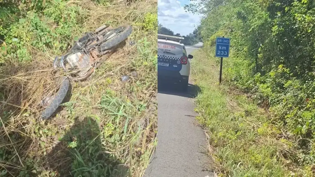 Homem encontrado morto em cocal de telha: Motocicleta e polícia investigam morte na BR-343 Cocal de Telha