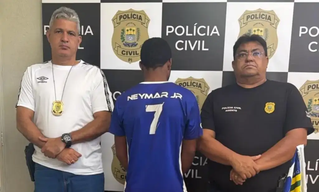 Prisão por violência doméstica em palmeirais: Policiais civis apresentam homem detido em delegacia