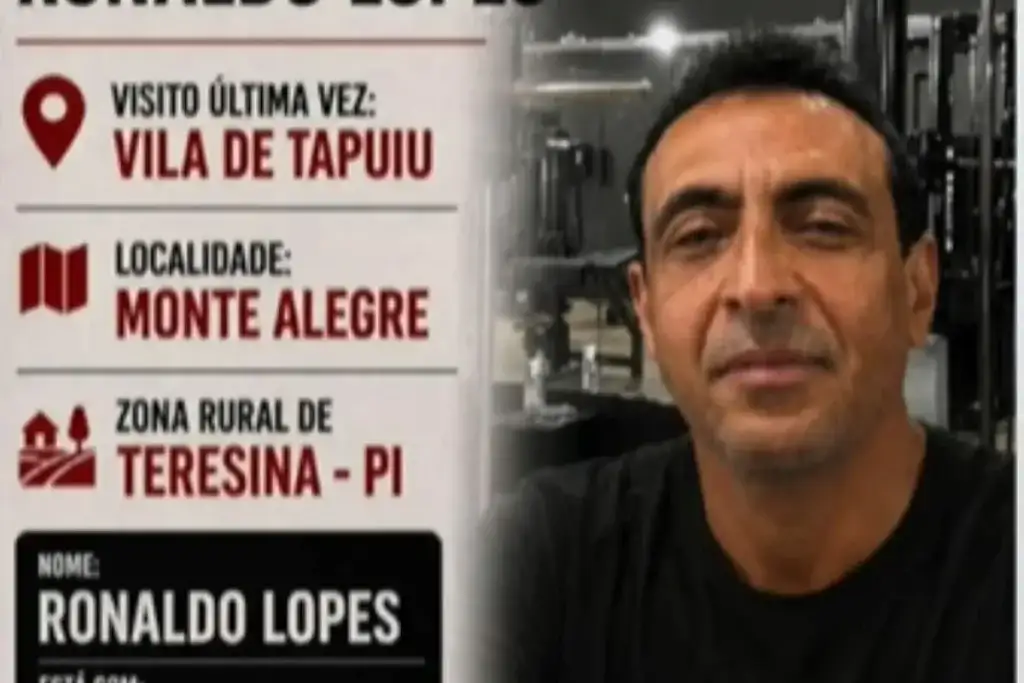 Ronaldo Lopes em cartaz de pessoa desaparecida