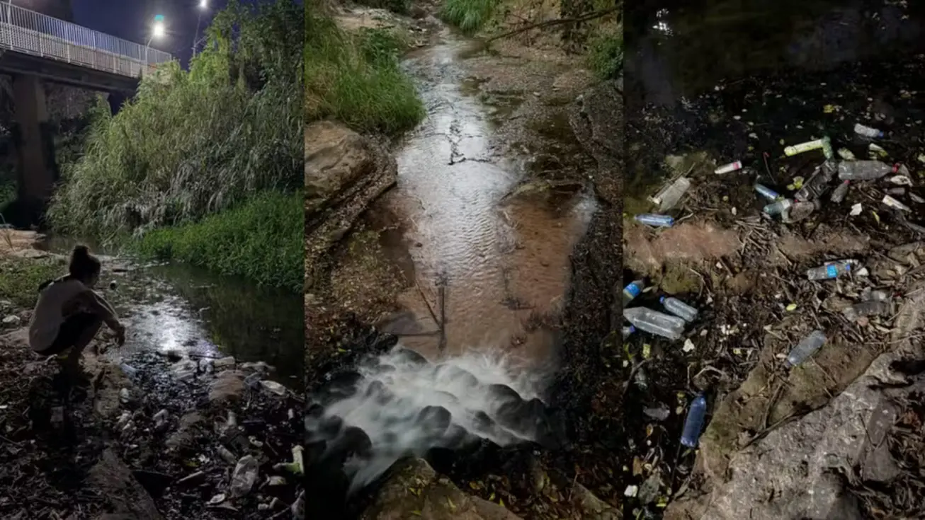 Riacho Grotão poluído antes de mutirão em Bom Jesus