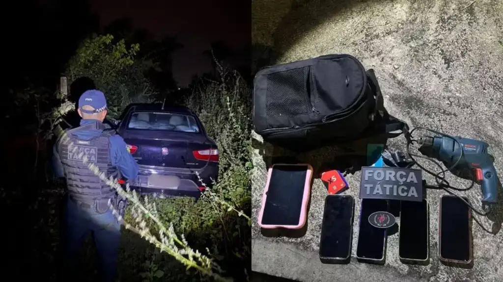 Motorista de aplicativo colocado em porta-malas: Policial da Força Tática e objetos apreendidos