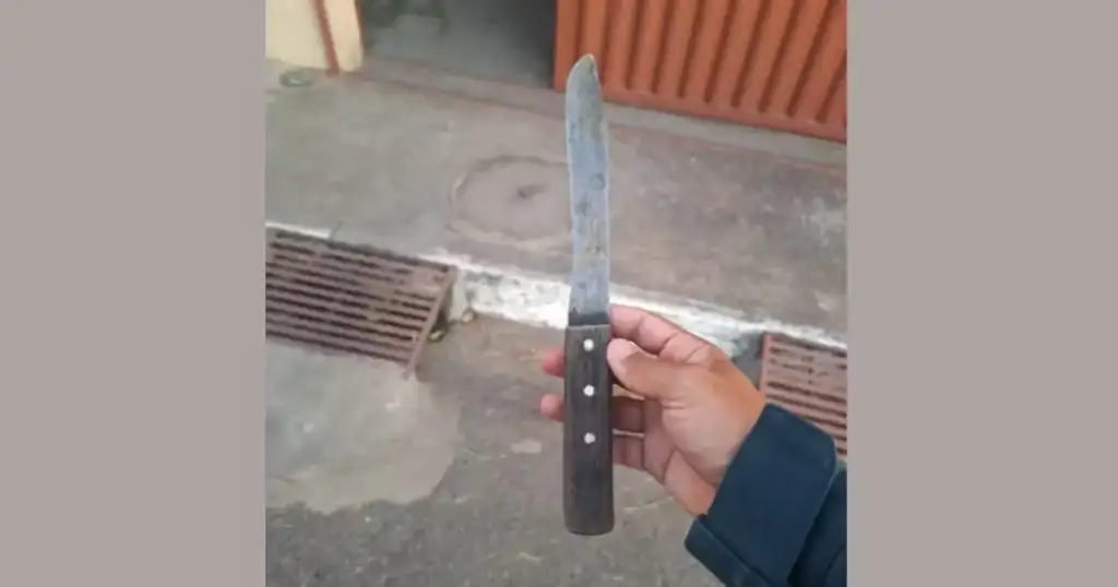 Faca usada por homem que manteve idosos reféns em Oeiras