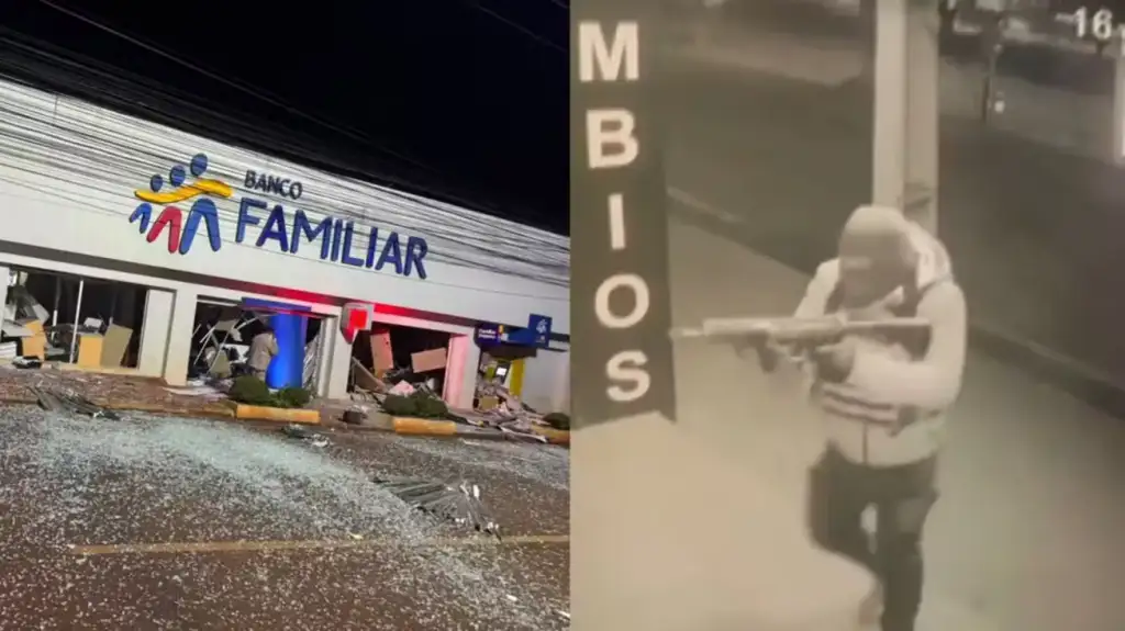 Assalto a bancos no paraguai com explosivos: Criminoso armado e banco destruído em assalto no Paraguai