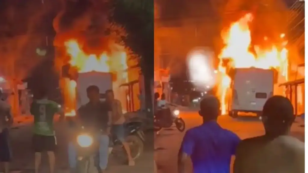 Ônibus destruído em timon: Ônibus do transporte público em chamas em Timon