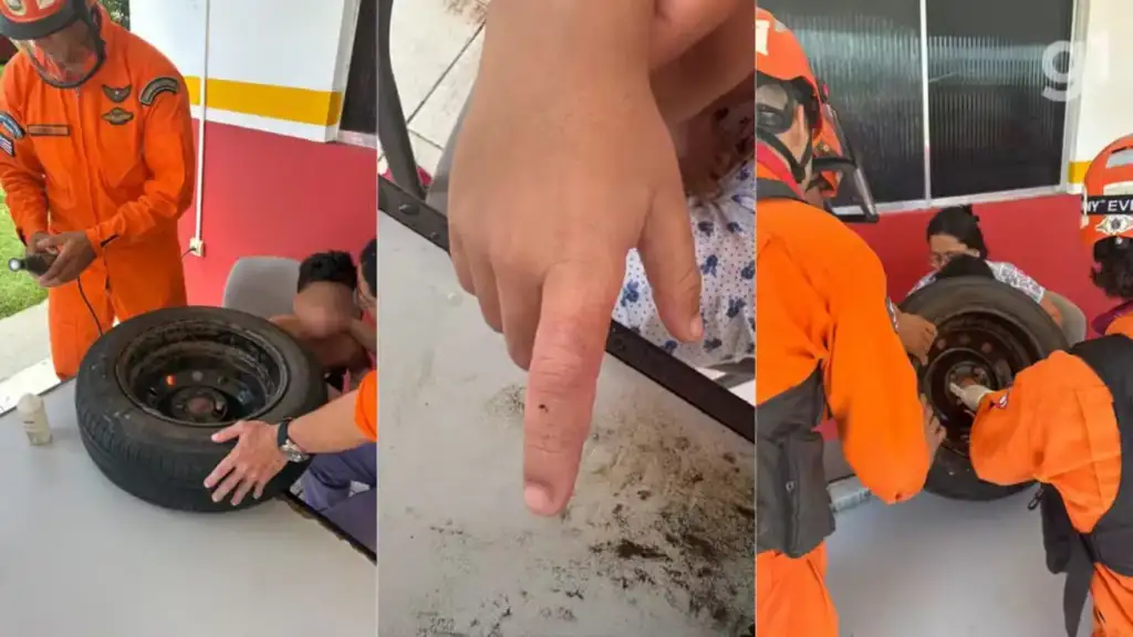 Bombeiros resgatam dedo de criança preso em roda de carro