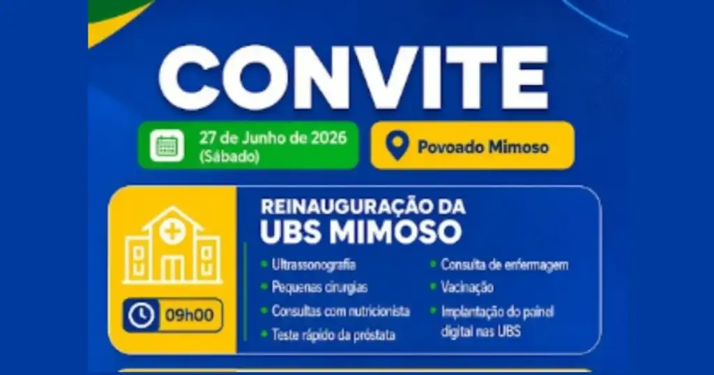 Reinauguração da ubs do mimoso: Convite reinauguração UBS Mimoso São Francisco Maranhão