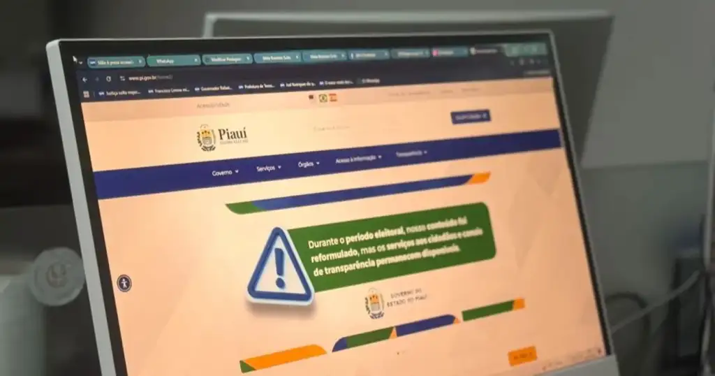 Restrições eleitorais órgãos públicos piauí: Site Governo Piauí com aviso restrições eleitorais