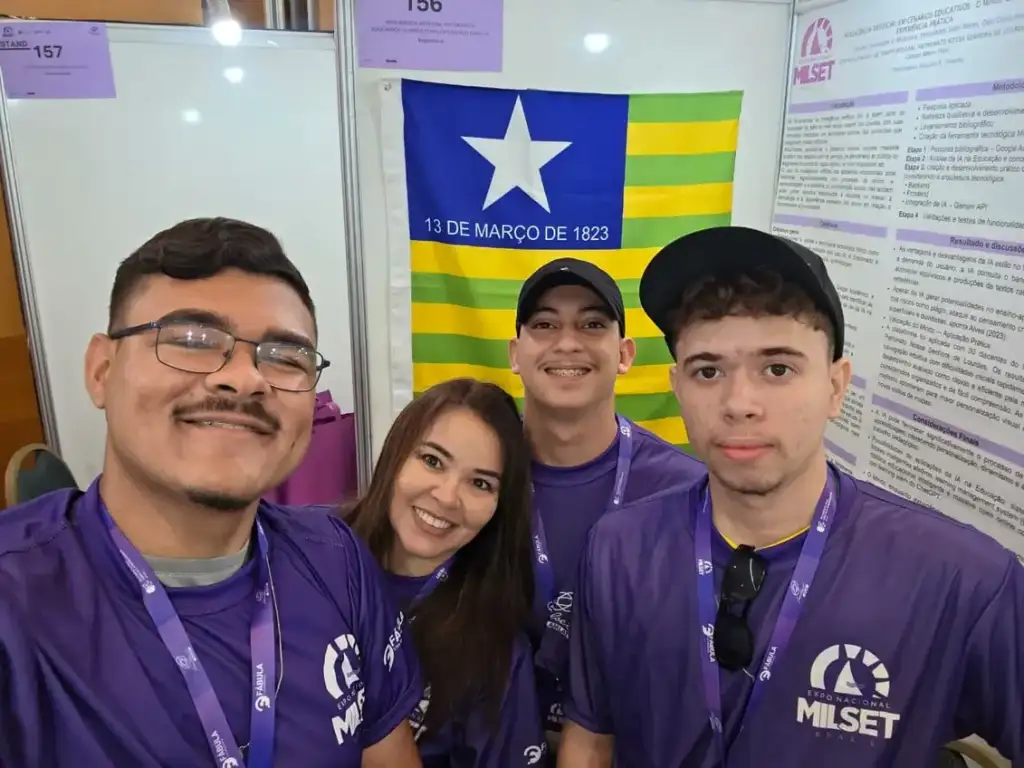 Estudantes de campo maior vão à argentina com projeto de ia: Estudantes do projeto Mindz em feira científica no Piauí