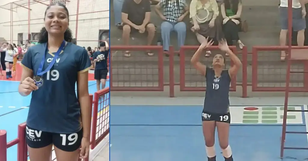 Atleta de amarante convocada para o vôlei piauiense: Noemi Silva Costa, atleta de Amarante, em quadra de voleibol