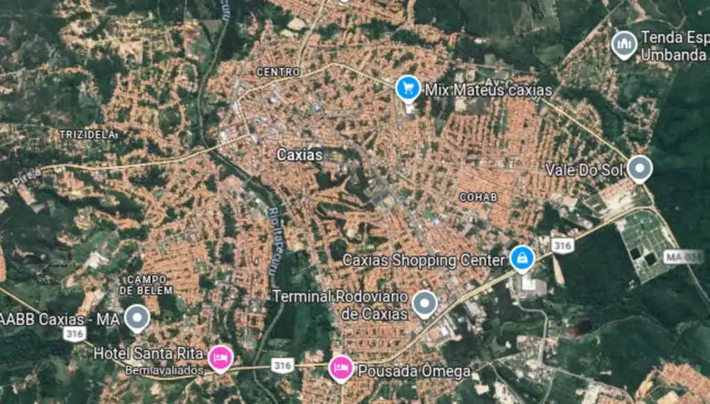 Tremor em caxias no maranhão: Mapa da cidade de Caxias, Maranhão, após tremor