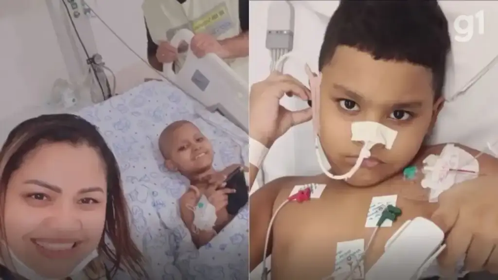 Menino vence câncer após transplante de fígado da mãe: Mãe Edirlene e filho Vinícius após transplante de fígado