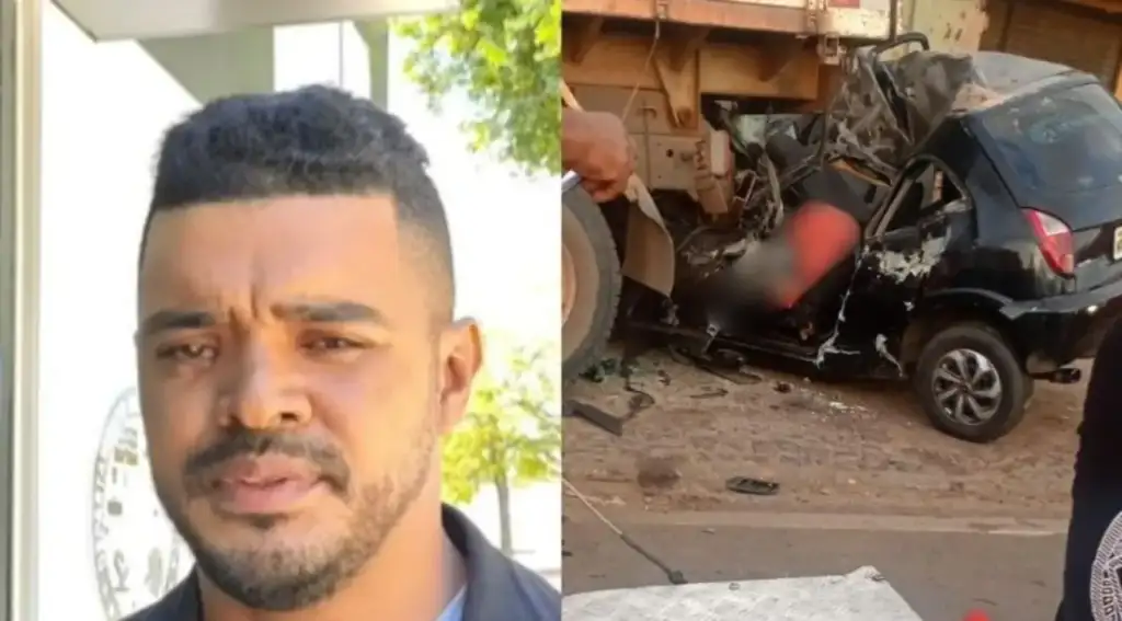 Motorista morre ao bater em caçamba na br-316: Irmão da vítima e carro acidentado na BR-316