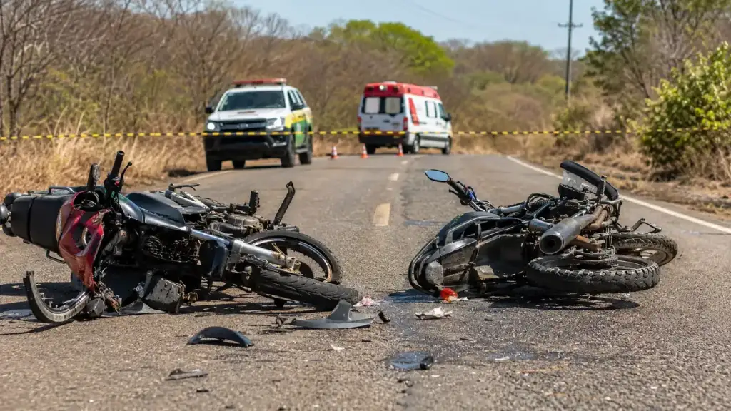 Motociclista morre colisão avenida poty velho: Motocicletas destruídas após colisão fatal em Teresina