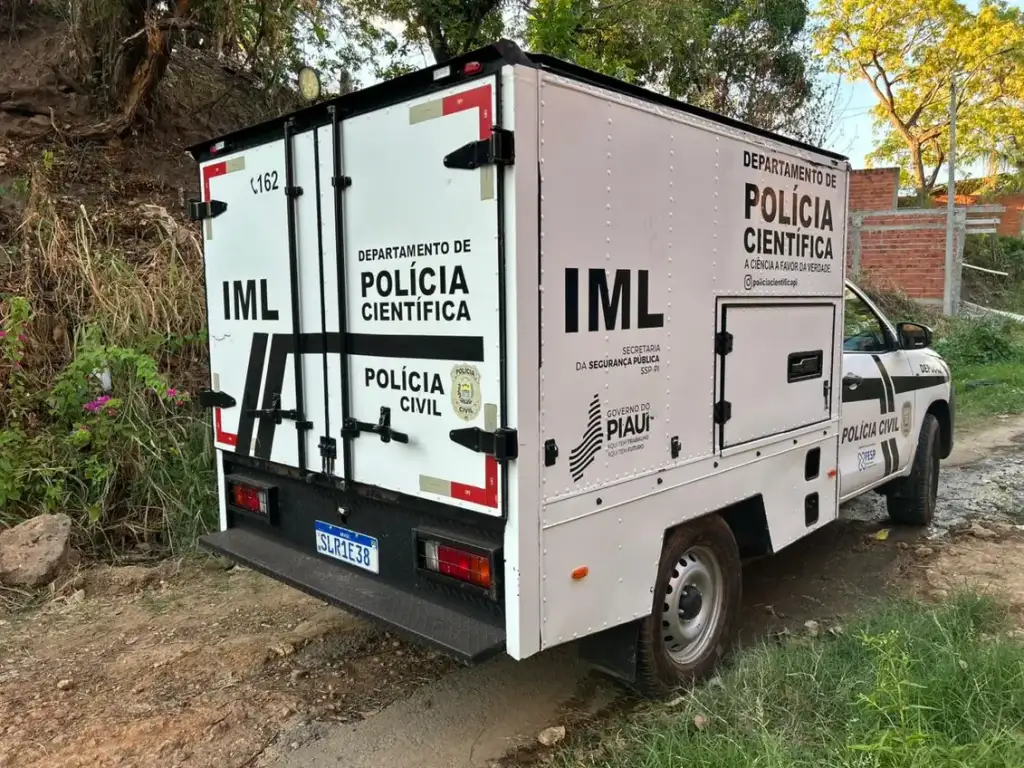 Homem preso por matar mulher a facadas em beneditinos: IML no local do crime em Beneditinos, Piauí