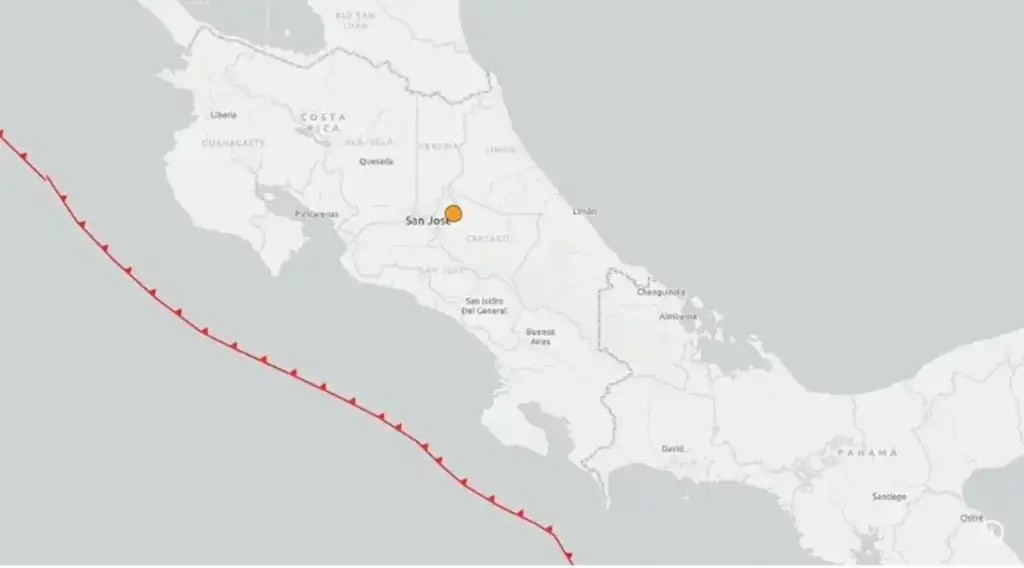 Terremotos no centro da costa rica: Mapa da Costa Rica com epicentro de terremoto