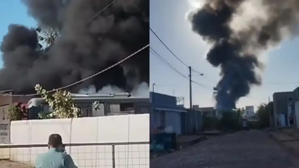 Incêndio em garagem de ônibus em picos: Fumaça escura de incêndio em garagem de ônibus Picos