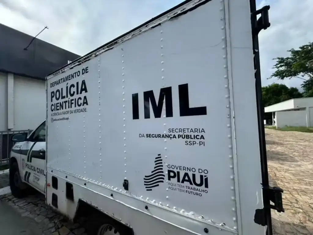 Homem esfaqueado morre em uruçuí: Veículo do IML em Uruçuí após homem ser esfaqueado